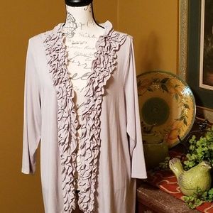 Cable & Guage beige ruffled sweater